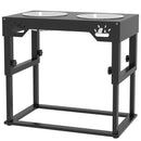 Portaciotole per Cani a 7 Altezze Regolabili  44x27x51 cm con 2 Ciotole Rialzate Ø19x6 cm in Acciaio Nero