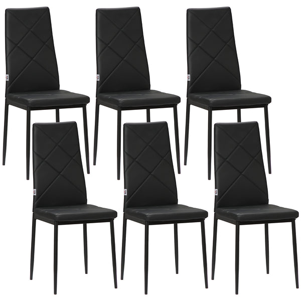 Set 6 Sedie da Pranzo Moderne Schienale Alto Cuciture a Diamante 41x50x97 cm Nero acquista