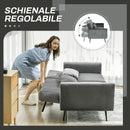 Divano Letto Singolo Clic Clac 206x81x83 cm in Tessuto Effetto Velluto con 2 Cuscini Grigio 