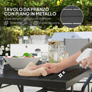 Set Salotto da Giardino 7 Pezzi con Tavolo da Pranzo con Foro per Ombrellone e 6 Sedie Pieghevoli Grigio    