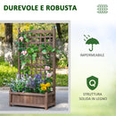 Fioriera da Esterno con Grigliato per Piante Rampicanti 64x28x120 cm in Legno Marrone