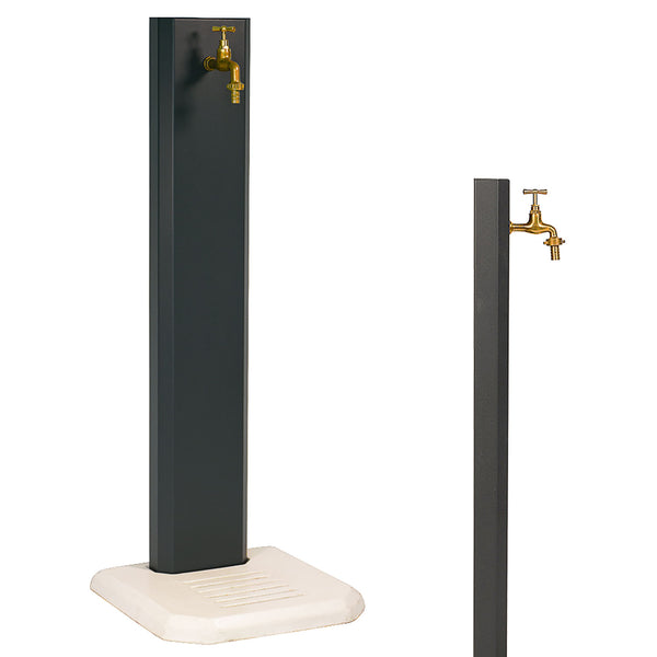 Fontana da Giardino Design a Colonna Ovale Rubinetto in Ottone con Base in Cemento Antracite sconto