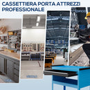 Carrello Porta Attrezzi con Manico Laterale 3 Ripiani e Cassetto 82x35x76 cm in Acciaio Blu 