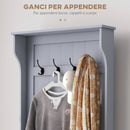 Mobile Appendiabiti con Panca Contenitore 71,5x39,5x170 cm in Legno Grigio  