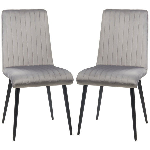 prezzo Set 2 Sedie Imbottite 43x58x90 cm in Tessuto Grigio e Nero