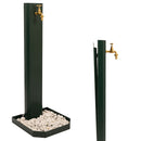 Fontana da Giardino Design a Colonna Ovale Rubinetto in Ottone e Base con Ciottoli Verde  
