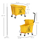 Carrello Pulizie Secchio 36L con Mocio e Strizzatore 55x37x65 cm Giallo    