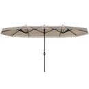 Ombrellone Doppio a 12 Stecche 450x265x260 cm in Acciaio e Poliestere Bianco Crema  