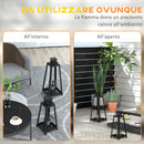 Set 2 Camini a Bioetanolo da Terra e da Tavolo con Vetro in Acciaio Nero