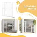 Cancellino per Cani Regolabile con 2 Estensioni 77-105x120 cm in Acciaio e Doppio Blocco Bianco