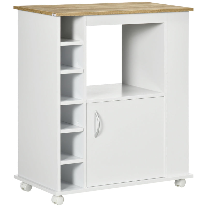 Carrello da Cucina con Armadietto e Ripiani Regolabili 75x39,5x88 cm Bianco   