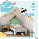 Struttura Letto Singolo per Bambini 144x74x110 cm Casetta con Sponde in Legno Verde  