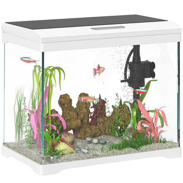Acquario per Pesci Rossi 17L con Luci LED 35x21x31 cm Pompa d'Acqua e Sistema di Filtraggio Bianco online