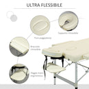 Lettino Massaggi Portatile Pieghevole 185x70x59-84 cm in Alluminio e Similpelle Bianco