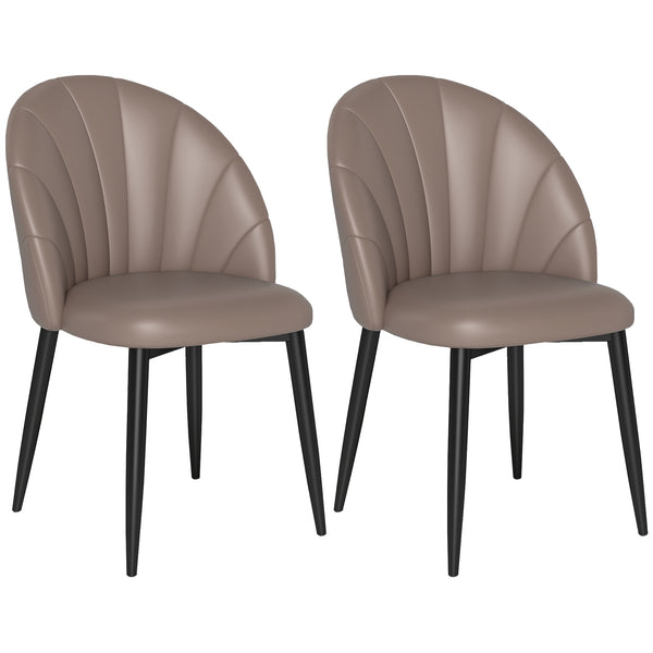 sconto Set 2 Sedie da Pranzo Schienale a Conchiglia in Pelle PU Marrone
