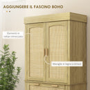 Credenza Cucina Stile Boho 2 Armadietti con Portaspezie e Cassetto 76x40x183 cm Rovere