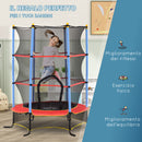 Trampolino Elastico per Bambini da 3 Anni Ø175 cm con Rete di Protezione Multicolore 