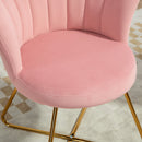 Sedia Moderna Ergonomica con Schienale a Petalo 69x64x80 cm in Velluto Rosa e Gambe Incrociate Oro   