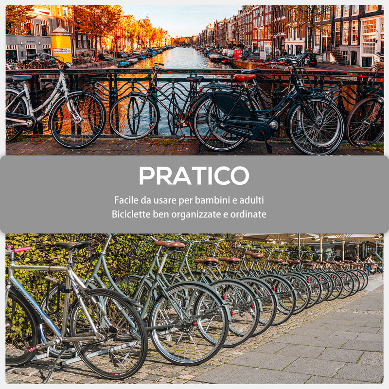 Rastrelliera Porta Biciclette 6 Posti 179x33x27 cm in Acciaio Nero