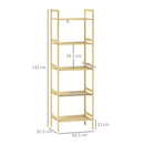 Scaffale Bagno 43,5x31,5x142 cm  a 5 Ripiani Regolabili in Bambù   