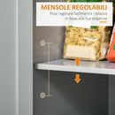 Carrello Isola da Cucina 2 Cassetti e Armadietto Piano in Legno 104x46x91 cm Grigio  