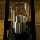 Set 2 Camini a Bioetanolo da Terra e da Tavolo con Vetro in Acciaio Nero