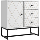 Cassettiera 3 Cassetti 1 Anta 70x35x75 cm in Acciaio e MDF Bianco