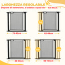 Cancellino per Cani Estensibile a Pressione con Chiusura Automatica 75-103x76 cm in Acciaio e ABS Nero