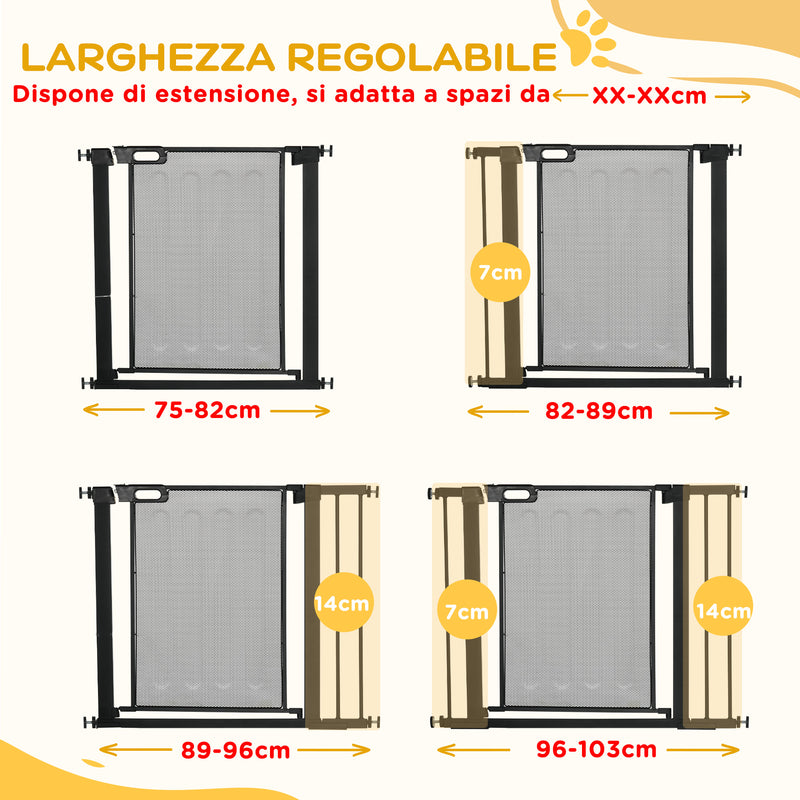 Cancellino per Cani Estensibile a Pressione con Chiusura Automatica 75-103x76 cm in Acciaio e ABS Nero