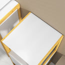 Mobile Bagno con Ripiano Aperto e Anta con Apertura a Pressione 33x33x80 cm in Bambù e MDF Bianco