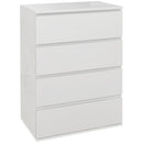 Cassettiera 4 Cassetti 55x33x80 cm Design Moderno in Legno Bianco 
