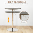 Tavolo Alto da Bar con Altezza Regolabile Piano Girevole e Base Ø60x69-91 cm in Acciaio Marrone