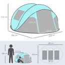 Tenda da Campeggio 3 Persone a Cupola Pop-Up Automatica a Igloo 286x209x122 cm in Poliestere Azzurro