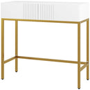 Consolle da Ingresso Moderna 2 Cassetti 80x31,5x75 cm in Truciolato e Acciaio Bianco e Oro