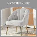 Poltrona da Salotto Imbottita a Conchiglia Stile Art Decò in Velluto Grigio 