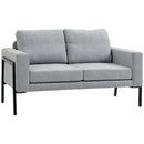 Divano 2 Posti 138x70x83,5 cm in Tessuto Effetto Lino Grigio