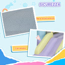 Castello Giostra Gonfiabile 250x165x200 cm per Bambini 3-8 Anni Scivolo e Area di Salto con Soffiatore Lilla e Azzurro 