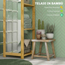 Mobile a Colonna con Specchio 6 Ripiani in Bambù 35x35x168 cm Colore Legno 