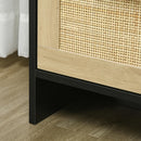 Cassettiera 4 Cassetti 80x38x80 cm in Truciolato e Rattan Nero e Color Legno