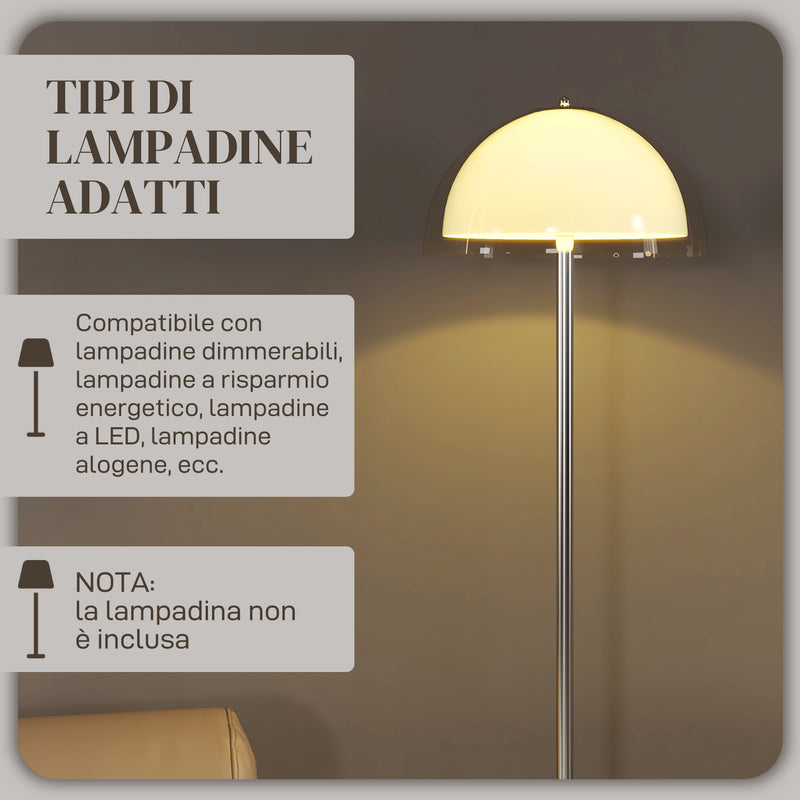 Piantana da Interno Lampada da Terra Paralume Doppio E27 Metallo e Acrilico 35x150 cm Bianco  