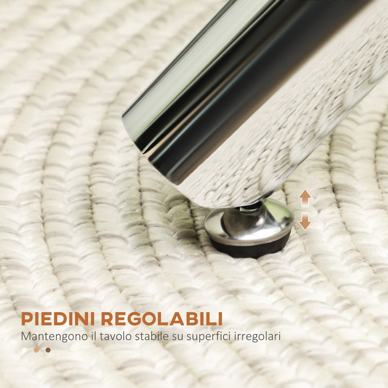 Tavolino Ø80x74 cm con Piano in vetro Gambe in Acciaio