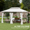 Gazebo da Giardino 397x297x265 cm con Tende Rimovibili e Struttura in Metallo Crema   