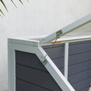 Casetta per Tartarughe di Terra 120x55x50A cm senza Fondo in Legno e Acciaio Grigio e Bianco  