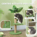 Albero Tiragraffi per Gatti Palo in Juta Piattaforme in Peluche e Palline Ø40x83 cm Verde