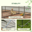 Gabbia per Conigli da Esterno 198x100x120 cm in Acciaio e Tessuto Oxford Verde e Argento