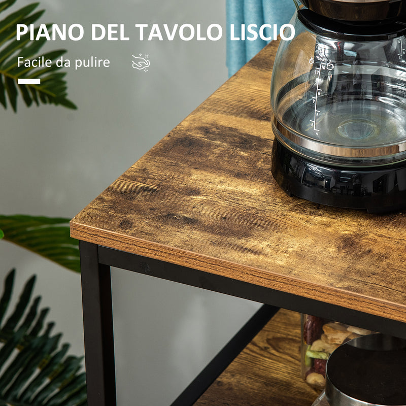 Carrello da Cucina con Ripiano Aperto 90x40x90 cm in Truciolato e Acciaio Marrone