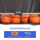 Canestri Basket con Tabellone LED 205x110x205 cm 4 Palloni e 8 Modalità di Gioco Bianco e Nero   