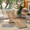 Lettino Sdraio da Giardino a S 176x58x82 cm in Rattan PE e Acciaio Nero e color Legno   