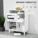 Credenza Salvaspazio con 2 Armadietti e 2 Ripiani Estraibili 84x39x109 cm in Legno Bianco  