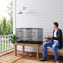 Gabbia per Uccelli 94x57x57 cm con Divisorio in Acciaio e PP Nero  